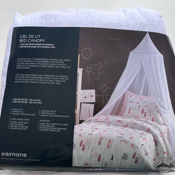 Simons Other - Simons White Bed Canopy with Pom-Pom Trim